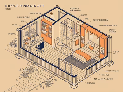 Dual-Use floor plan for a 40ft container